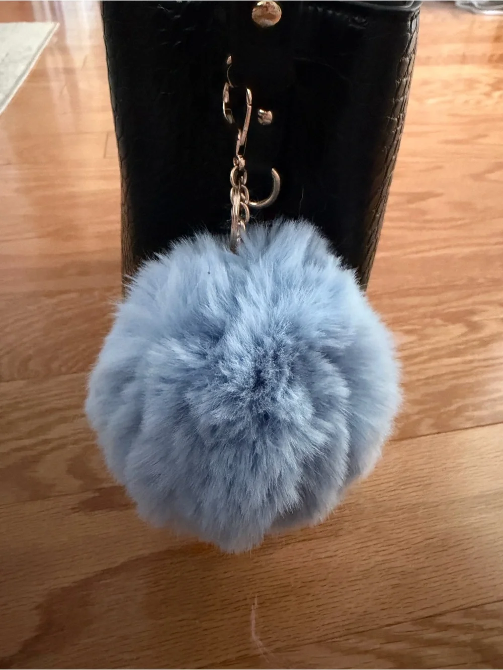 Light Blue Faux Fur Pom Pom Keychain bag charm